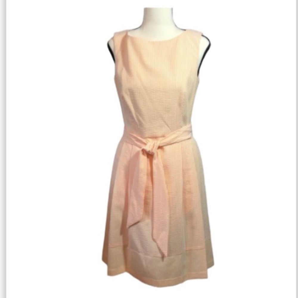 🧡 Anne Klein dress - orange and white stripe seersucker dress